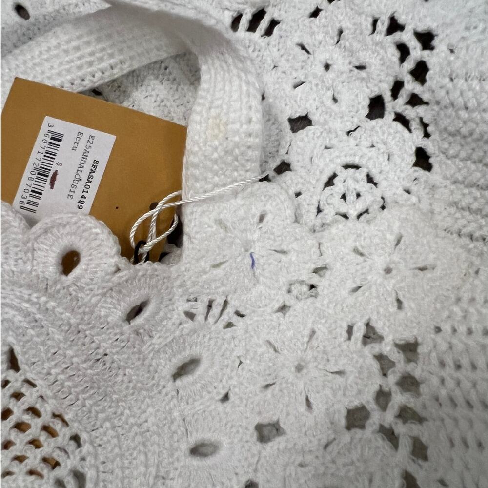 NWT Sandro White Crochet Tote / Shoulder Bag - Picture 11 of 11